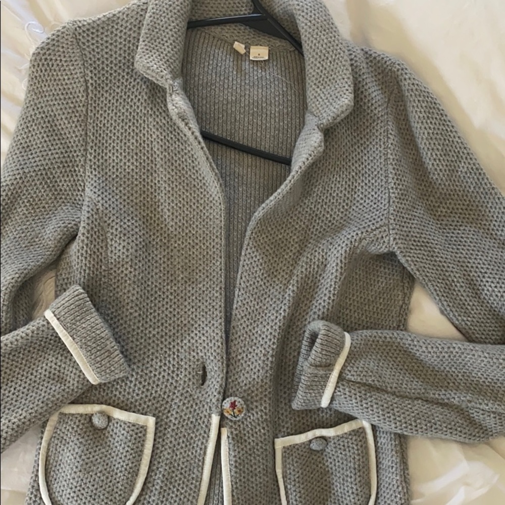 Anthropologie grey moth knit blazer